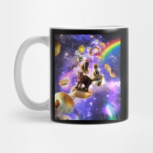 Space Cats Riding Hot Dogs Mug